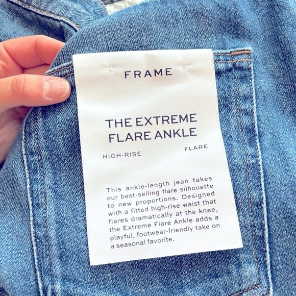 NWT Frame The Extreme Flare Ankle Blue Wide Leg High Waist Jeans Size 30 - Picture 4 of 6